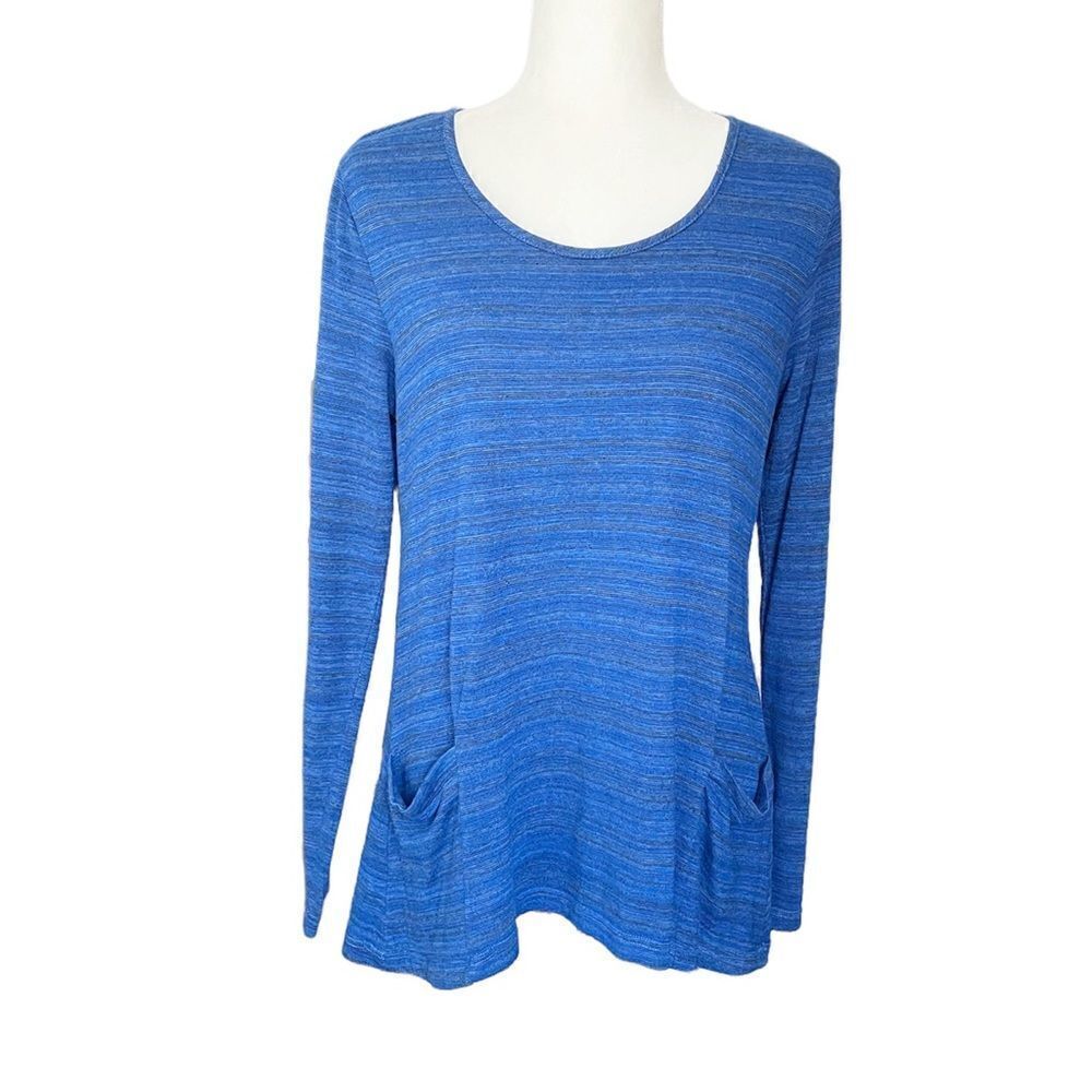 NTCO Nomadic Traders Blue Long Sleeve Tunic Top Front Pockets Size Small